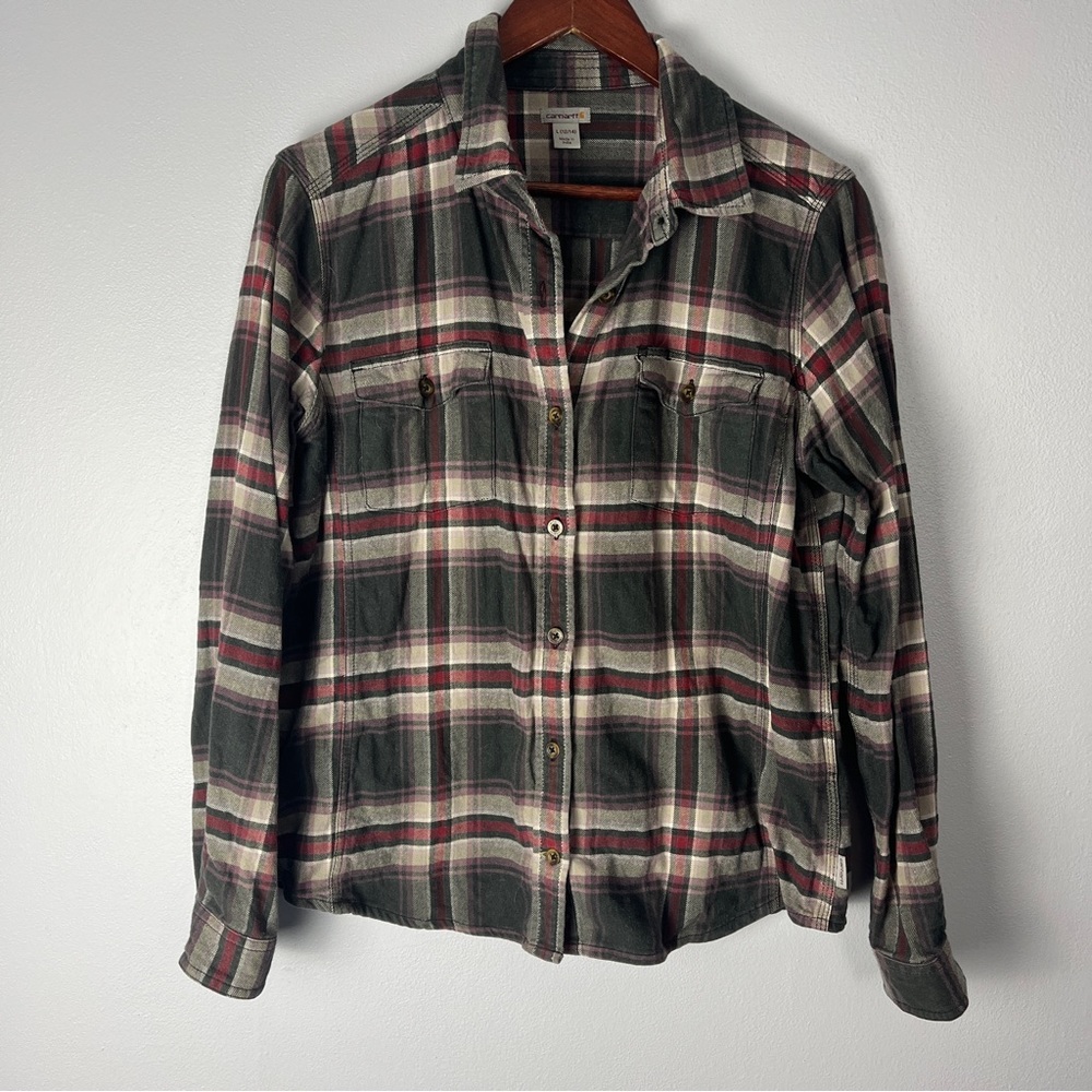 Carhartt plaid button down flannel long sleeve - Picture 1 of 6
